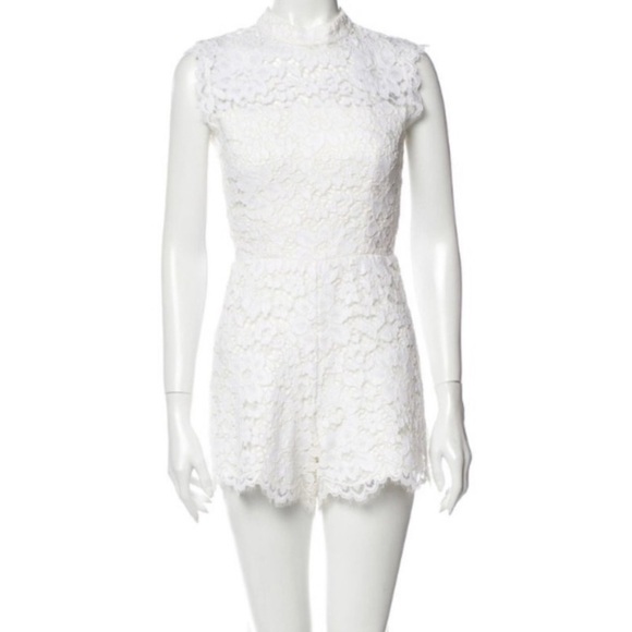 Alexis White Lace Open Back Romper Small - Picture 1 of 10